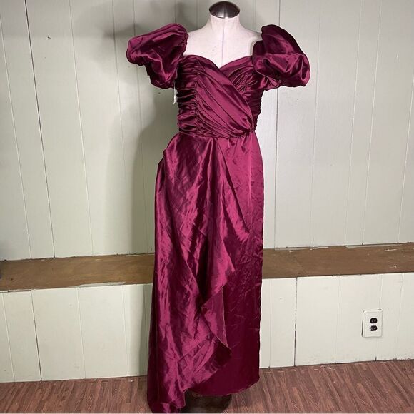 Vintage 90s Alyce Prom Dress Off Shoulder‎ Puff Sleeve size 12 - Picture 1 of 7